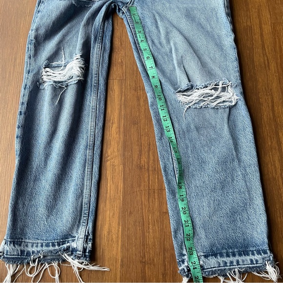 Free People Women’s 27 Denim Jeans Lita Straight Leg Fray Distressed Ripped - Picture 11 of 16